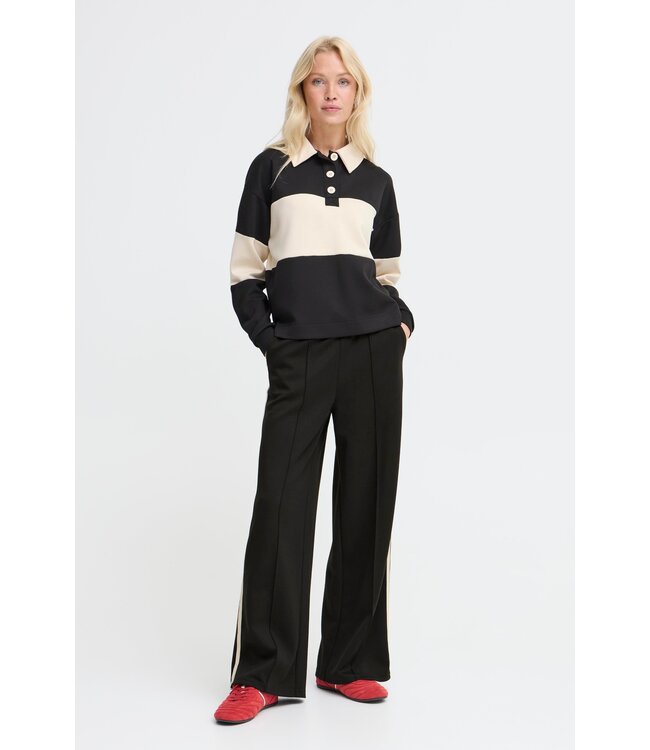 b.young BYPUSTI Contrast Pants - Meteorite Black