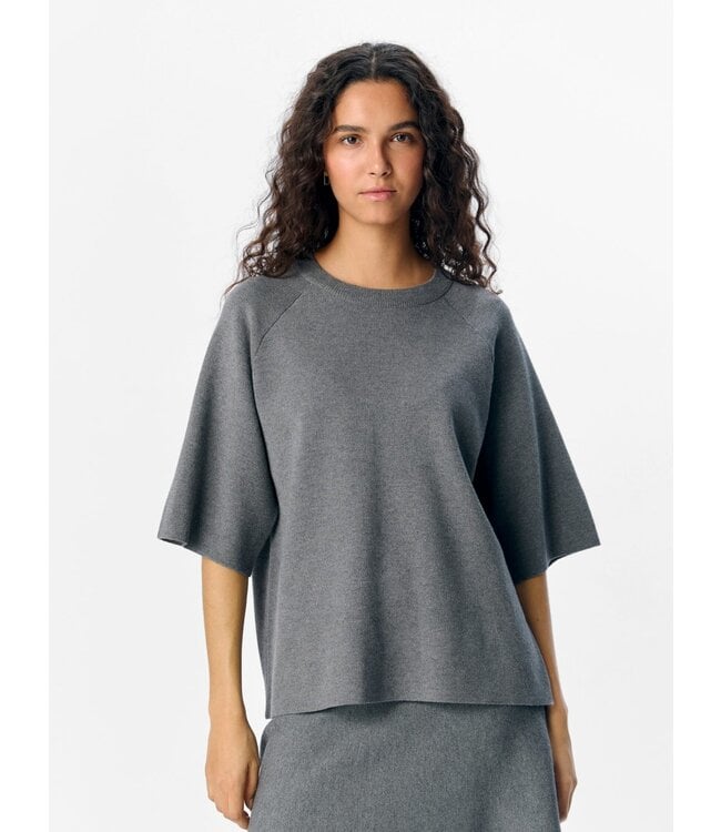 Object OBJREYNARD 2/4 Knit Pullover - Medium Grey Melange