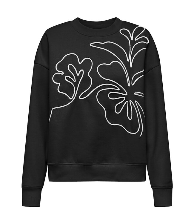 JDY JDYCANOA L/S EMB Sweat - Black