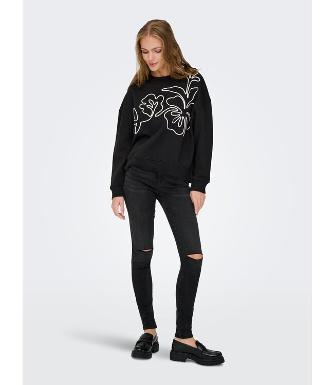 JDY JDYCANOA L/S EMB Sweat - Black