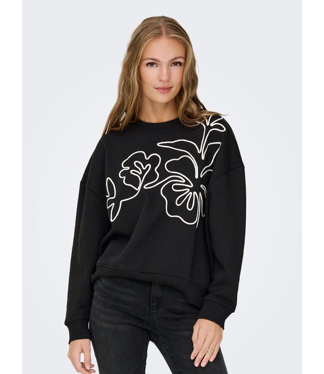 JDY JDYCANOA L/S EMB Sweat - Black