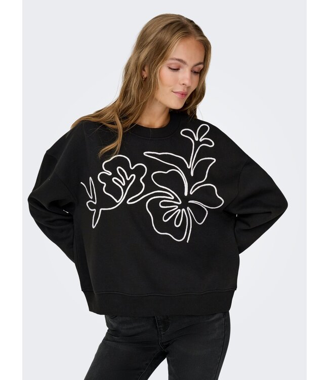 JDY JDYCANOA L/S EMB Sweat - Black