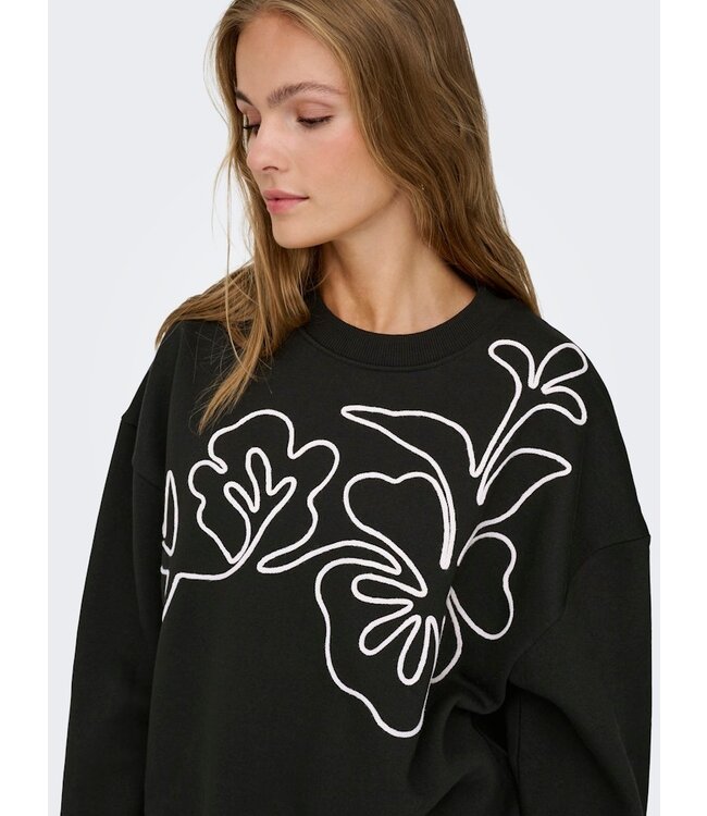 JDY JDYCANOA L/S EMB Sweat - Black