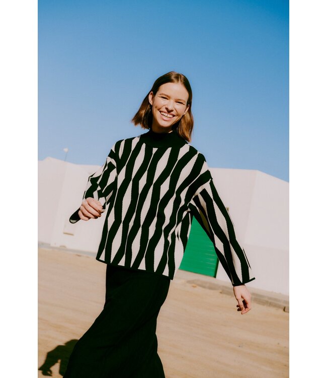 b.young BYOTARI Jacquard Jumper - Meteorite