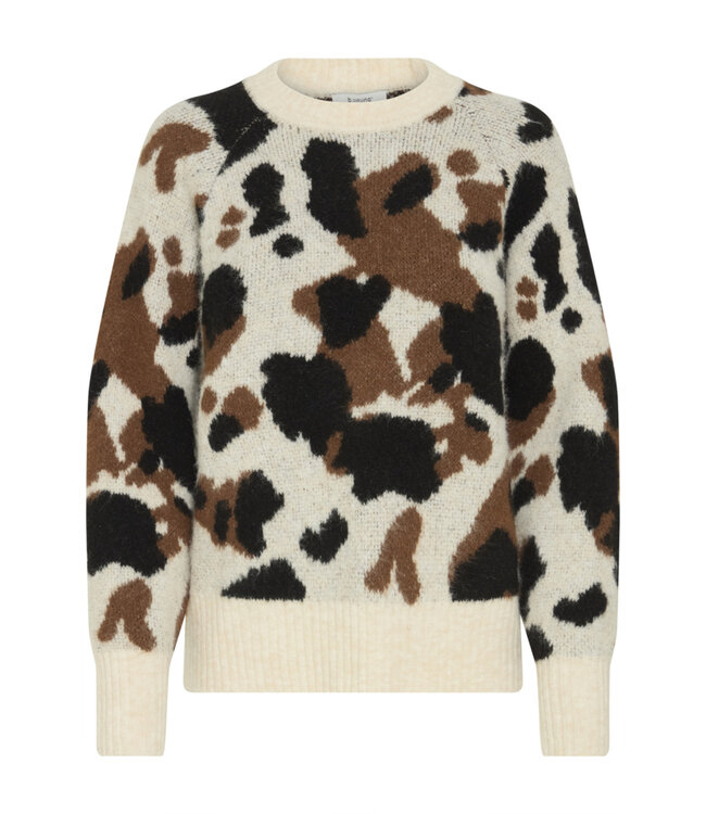 b.young BYOMEA Cow Jumper - Birch Cow Jacquard