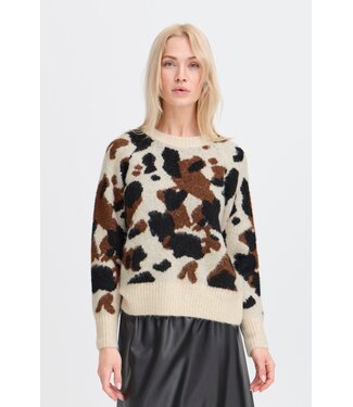 b.young BYOMEA Cow Jumper - Birch Cow Jacquard