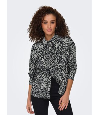 JDY JDYRAY L/S Shacket PNT - Vapor Blue: AOP Grey/Black Leo