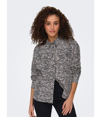 JDY JDYRAY L/S Shacket PNT - Tapioca: AOP Black Zebra