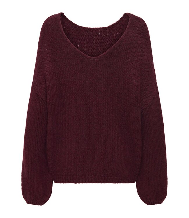JDY JDYDINEA L/S Reversible Pullover - Cabernet