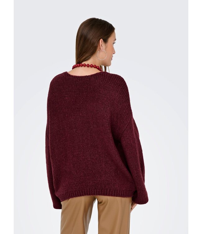 JDY JDYDINEA L/S Reversible Pullover - Cabernet