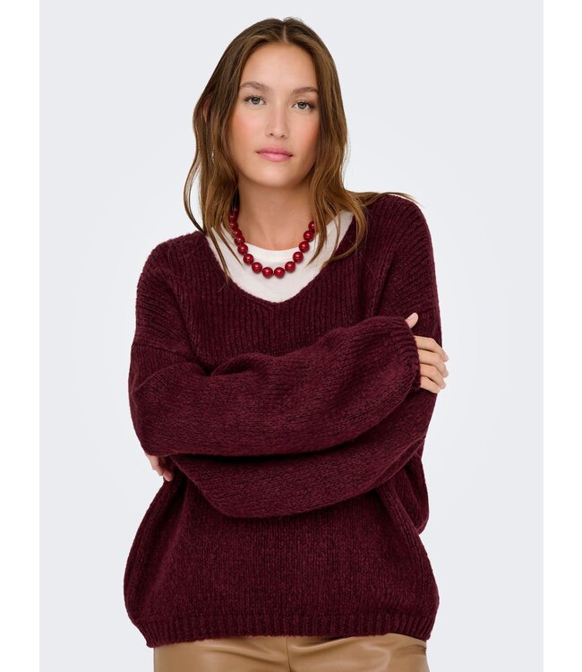 JDY JDYDINEA L/S Reversible Pullover - Cabernet