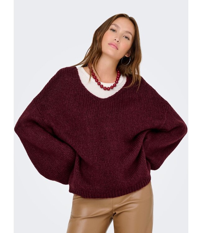 JDY JDYDINEA L/S Reversible Pullover - Cabernet