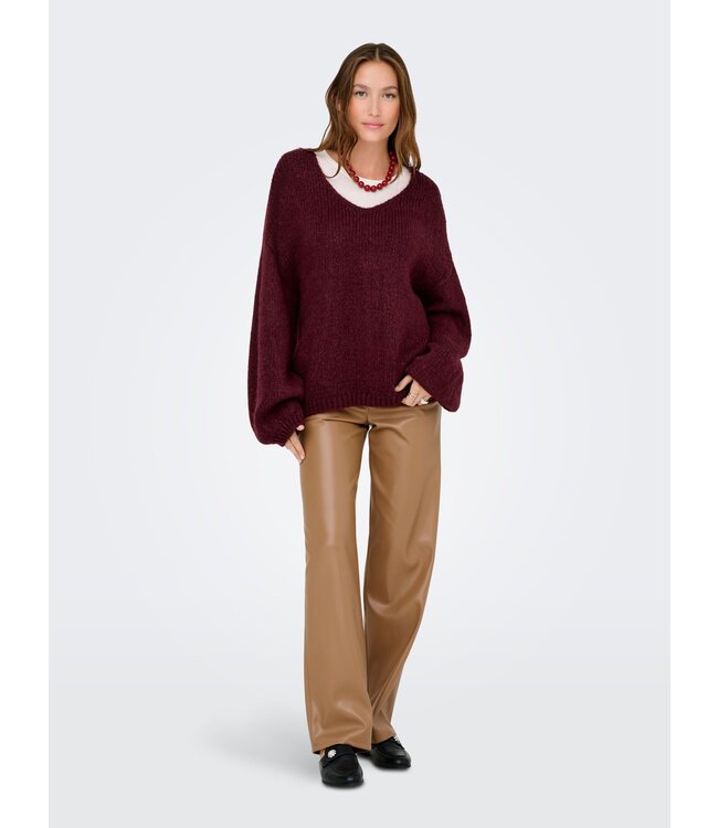 JDY JDYDINEA L/S Reversible Pullover - Cabernet