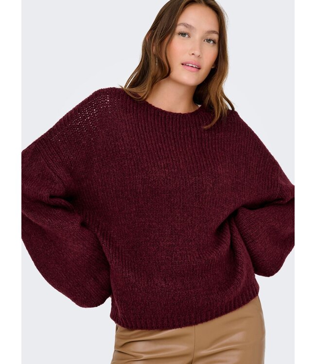 JDY JDYDINEA L/S Reversible Pullover - Cabernet