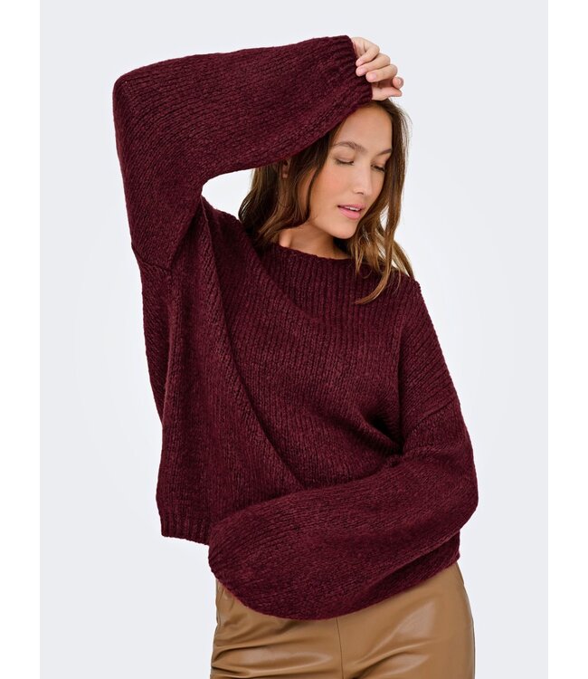 JDY JDYDINEA L/S Reversible Pullover - Cabernet