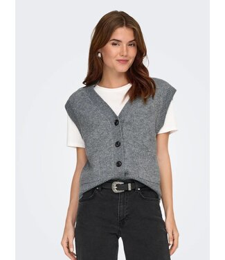 JDY JDYSUPER Life S/L Knit V-Neck Vest - Medium Grey MELANGE
