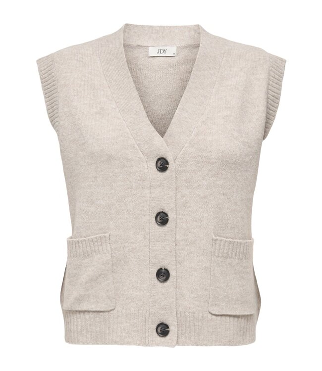 JDY JDYSUPER Life S/L Knit V-Neck Vest - Chateau Gray MELANGE
