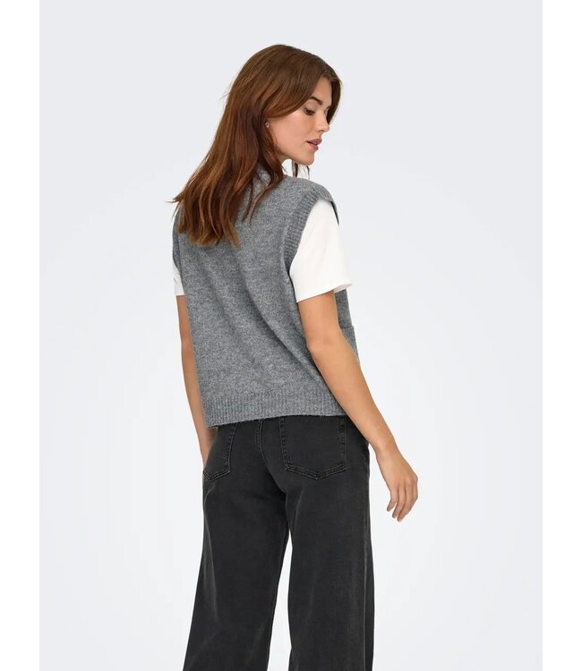 JDY JDYSUPER Life S/L Knit V-Neck Vest - Chateau Gray MELANGE