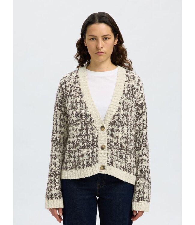 Selected Femme SLFLINDSAY LS V-Neck Cardigan - Birch Delicioso