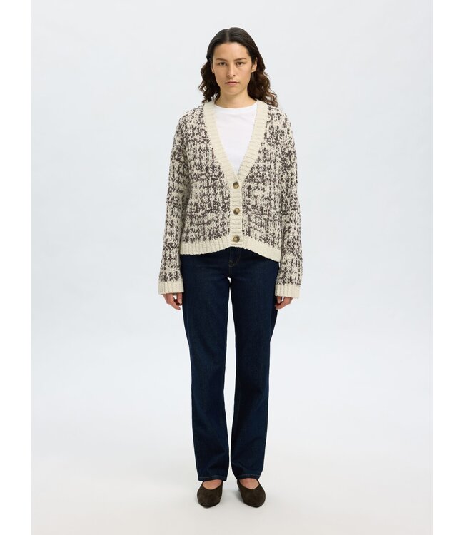 Selected Femme SLFLINDSAY LS V-Neck Cardigan - Birch Delicioso