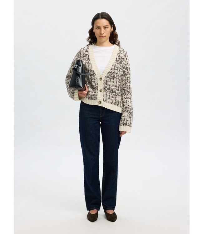 Selected Femme SLFLINDSAY LS V-Neck Cardigan - Birch Delicioso
