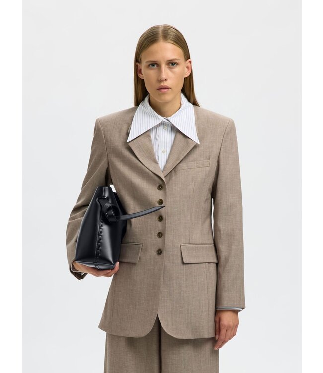 Selected Femme SLFSTELLA Medium Leather Bag - Black