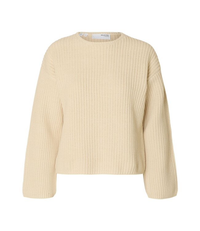 Selected Femme SLFSELMA SUS LS Knit O-Neck - Birch