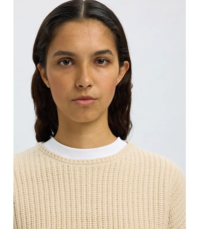 Selected Femme SLFSELMA SUS LS Knit O-Neck - Birch