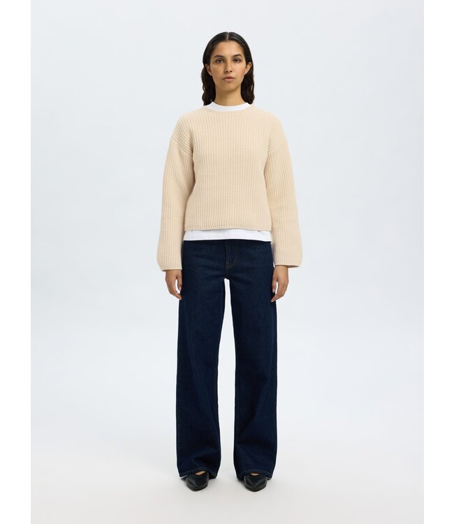 Selected Femme SLFSELMA SUS LS Knit O-Neck - Birch
