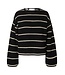 Selected Femme SLFSELMA SUS LS Knit O-Neck - Black-Birch Stripes