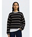 Selected Femme SLFSELMA SUS LS Knit O-Neck - Black-Birch Stripes