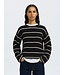 Selected Femme SLFSELMA SUS LS Knit O-Neck - Black-Birch Stripes