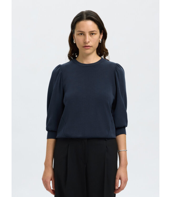 Selected Femme SLFTENNY 3/4 Sweat Top - Dark Sapphire