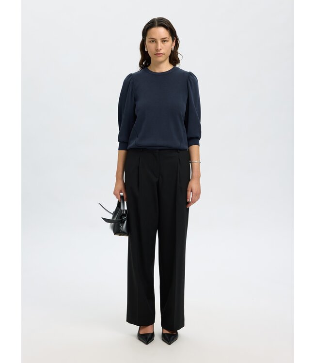 Selected Femme SLFTENNY 3/4 Sweat Top - Dark Sapphire