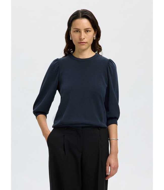 Selected Femme SLFTENNY 3/4 Sweat Top - Dark Sapphire
