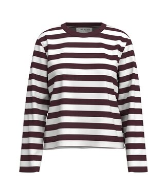 Selected Femme SLFESSENTIAL L/S Striped Boxy Tee - Fig_Bright White - Wide