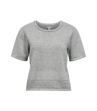 Object OBJAGATHE S/S RE Knit Pullover - Medium Grey Melange, Detail: Silver Lurex