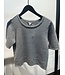 Object OBJAGATHE S/S RE Knit Pullover - Medium Grey Melange, Detail: Silver Lurex
