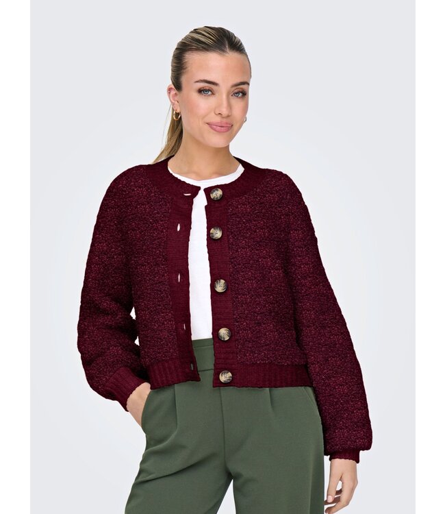 JDY JDYEIRA Life L/S O-Neck Cardigan - Cabernet