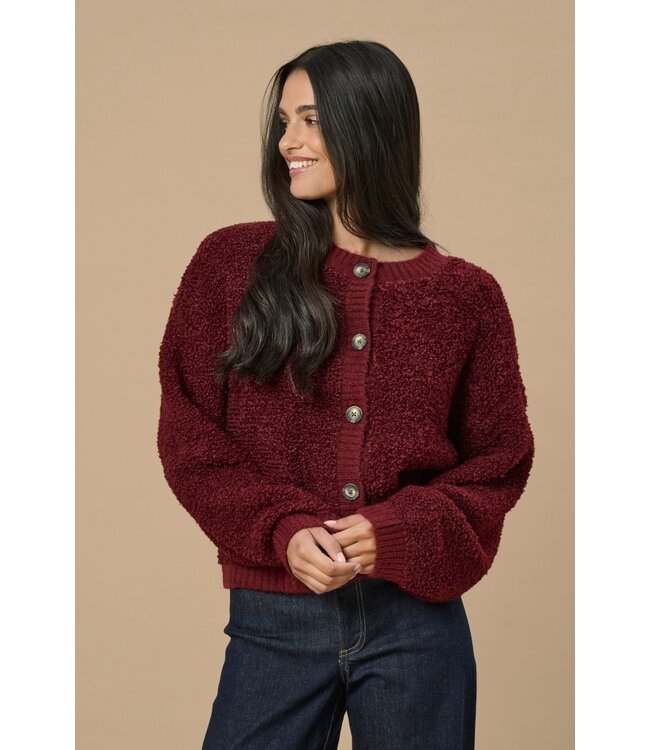 JDY JDYEIRA Life L/S O-Neck Cardigan - Cabernet