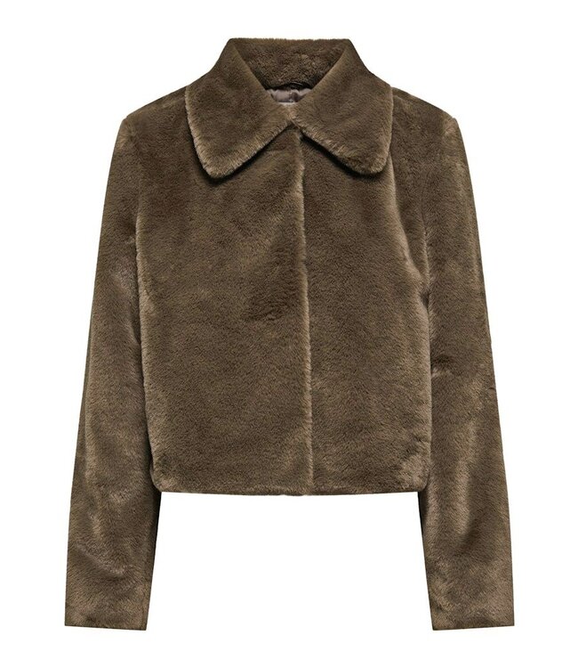 JDY JDYMACY Life Faux Fur Jacket - Teak