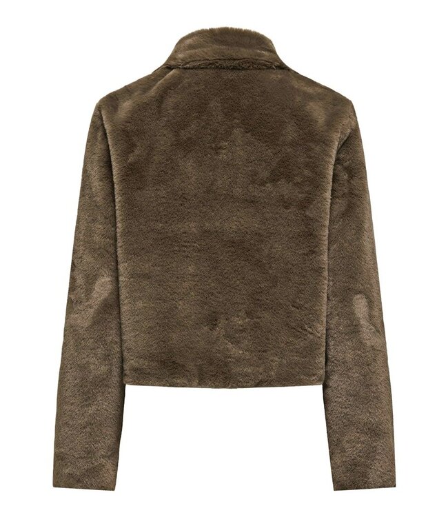 JDY JDYMACY Life Faux Fur Jacket - Teak