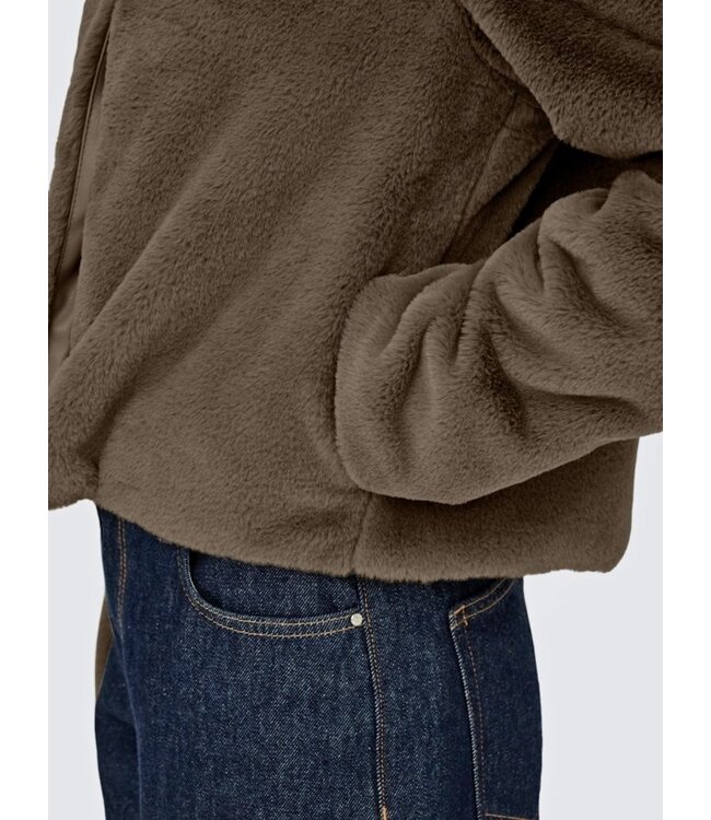 JDY JDYMACY Life Faux Fur Jacket - Teak