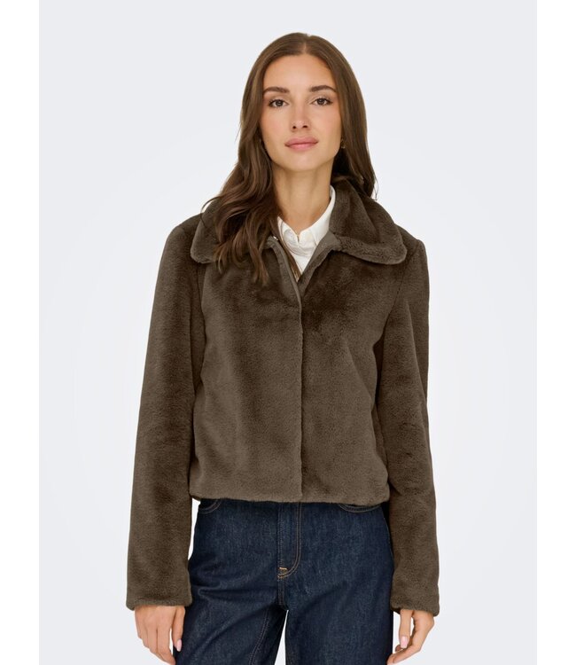 JDY JDYMACY Life Faux Fur Jacket - Teak