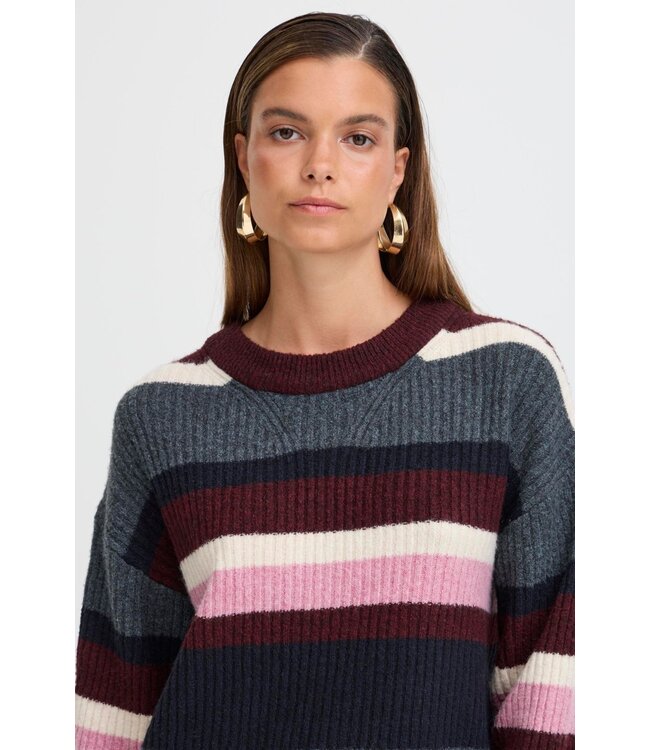 b.young BYONEMA O-Neck Pullover - Port Royale Melange Striped