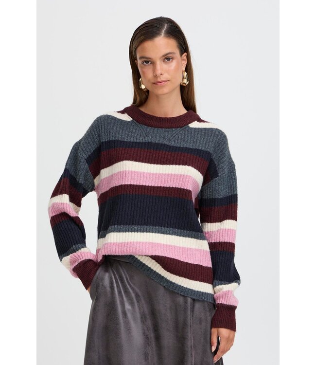 b.young BYONEMA O-Neck Pullover - Port Royale Melange Striped