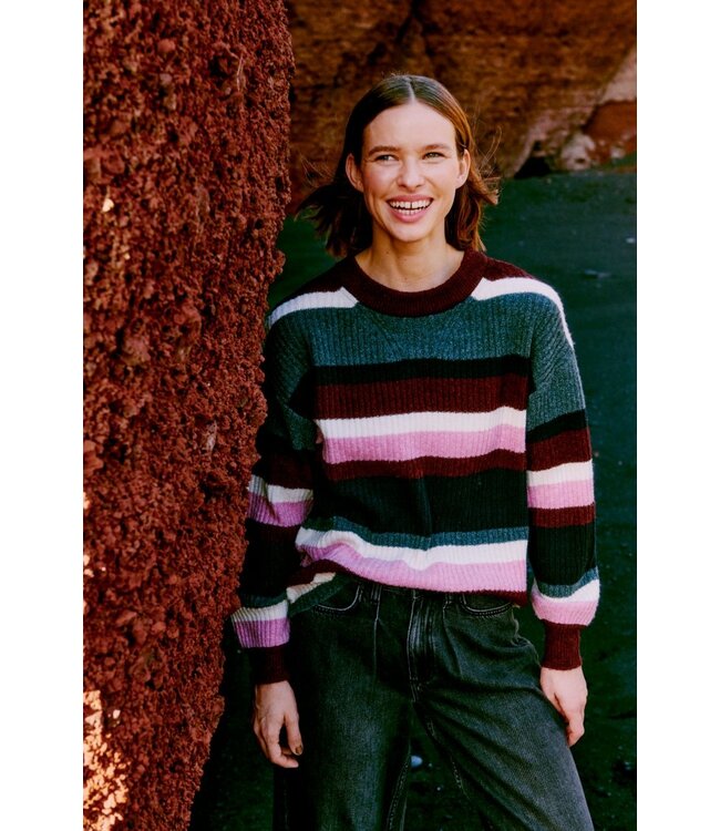 b.young BYONEMA O-Neck Pullover - Port Royale Melange Striped