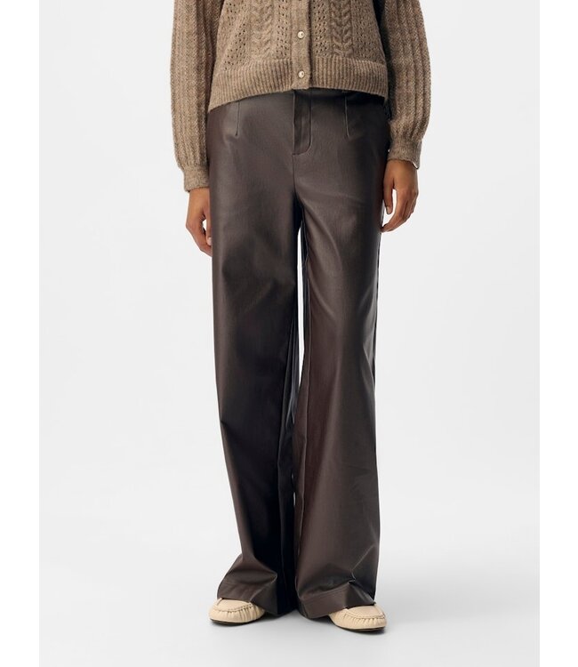 Object OBJMELBA Lisa Wide Coated Pant - Seal Brown