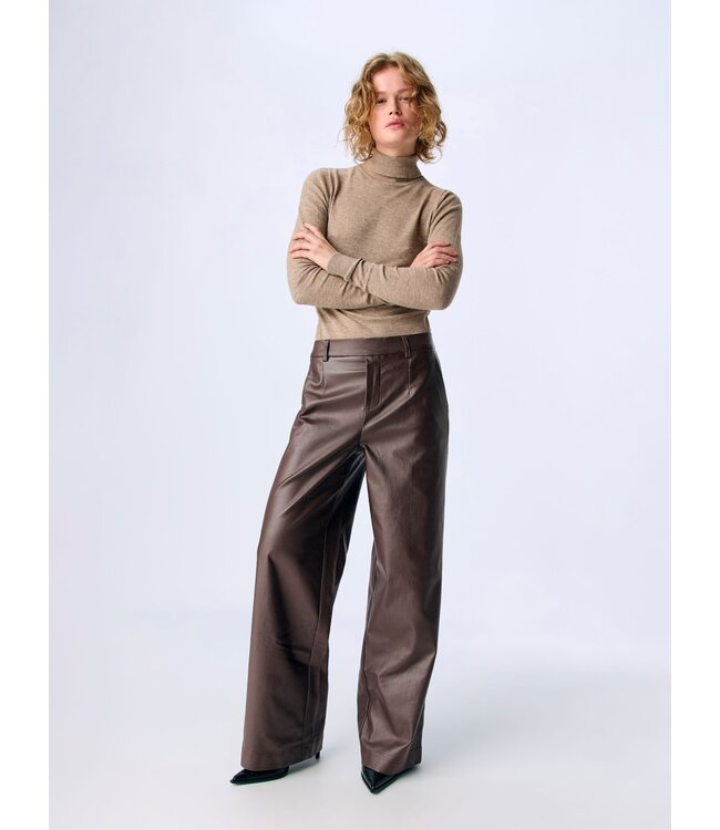 Object OBJMELBA Lisa Wide Coated Pant - Seal Brown
