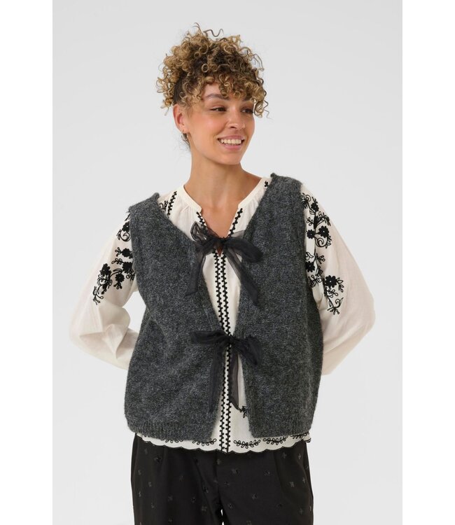 CREAM Cream CRBulp Knit Vest - Dark Grey Melange